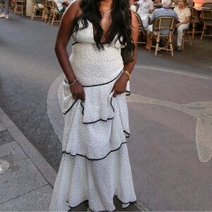 Hello Molly Elegant White and Black Polka Dot Dress